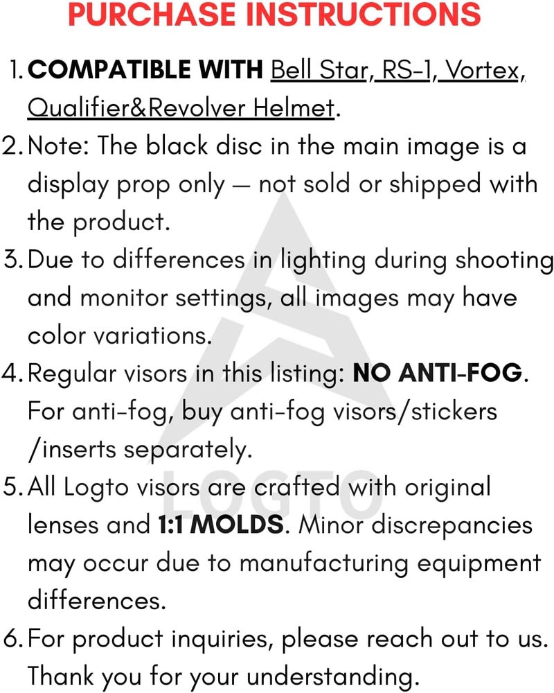 Logto Replacement Motorcycle Helmet Visor Shield for Star RS-1 Vortex Qualifier Revolver Helmet Accessories Universal - Image 2